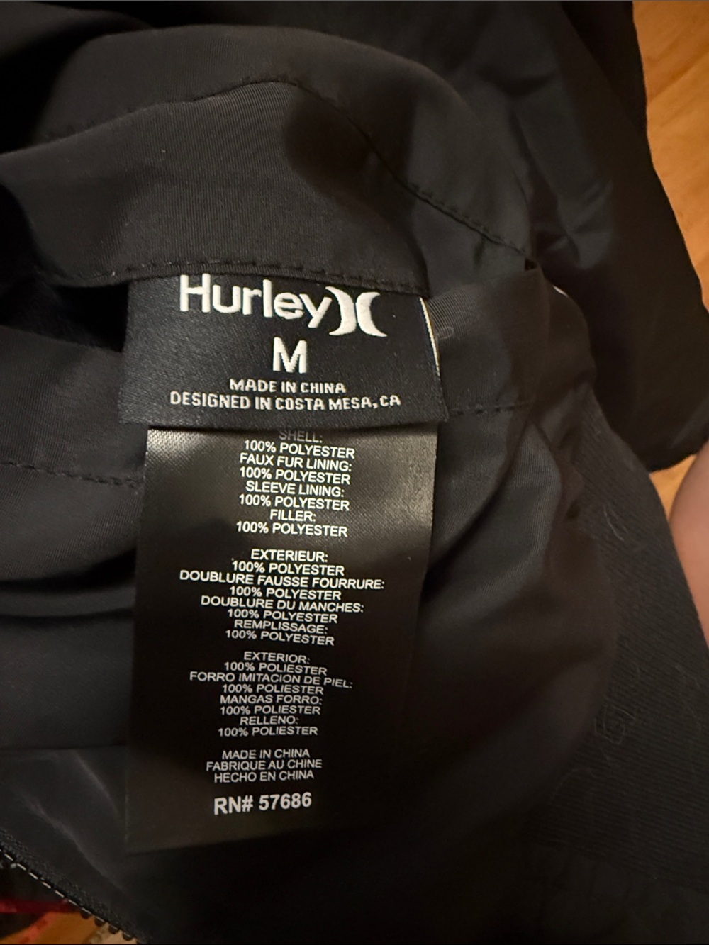 Hurley Black Hooded Bomber Jacket with Sherpa Trim Reversible Jacket Medium - Picture 6 of 6